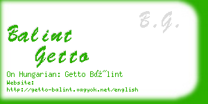balint getto business card